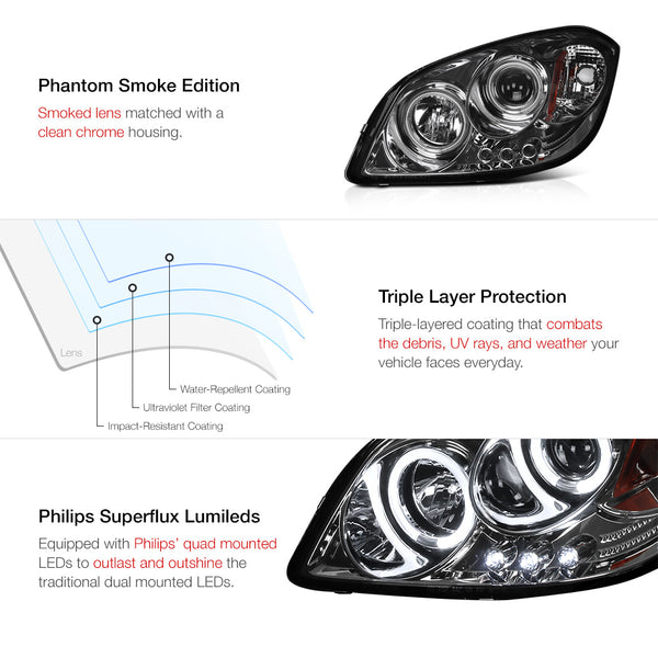 2005-2010 Chevrolet Cobalt Smoked Headlight