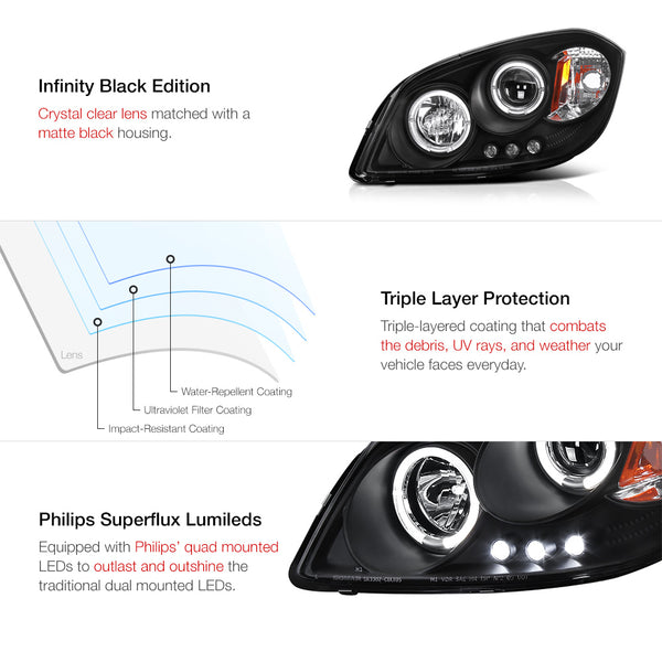 2005-2010 Chevrolet Cobalt Black Headlight