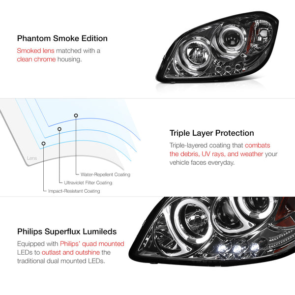 2005-2010 Chevrolet Cobalt Smoked Headlight