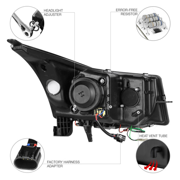 2010-2015 Chevrolet Cruze Smoked Headlight
