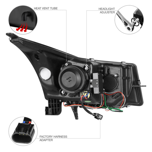 2010-2015 Chevrolet Cruze Black Headlight