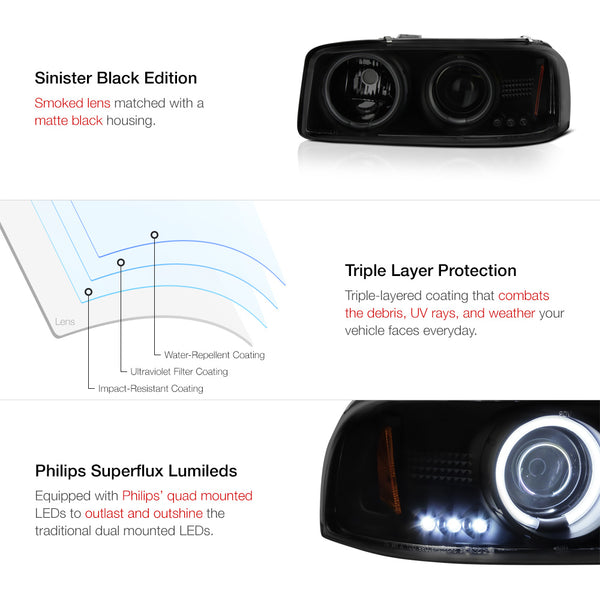 1999-2006 GMC Sierra 1500 | 2500 | 3500 Sinister Black Headlight