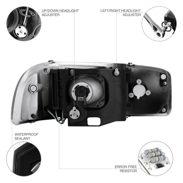 1999-2006 GMC Sierra 1500 | 2500 | 3500 Black Headlight