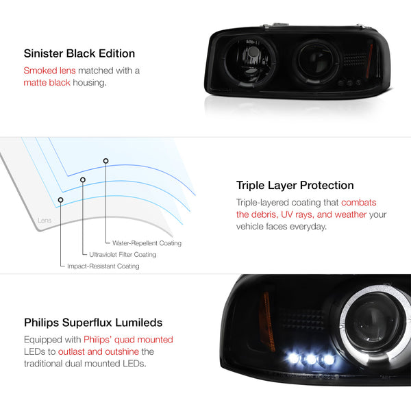 1999-2006 GMC Sierra 1500 | 2500 | 3500 Sinister Black Headlight