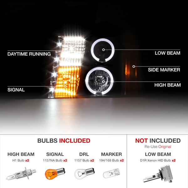 2003-2006 Cadillac Escalade Black Headlight