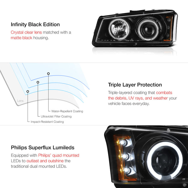 2003-2006 Chevrolet Silverado 1500 | 2500 | 3500 Black Headlight