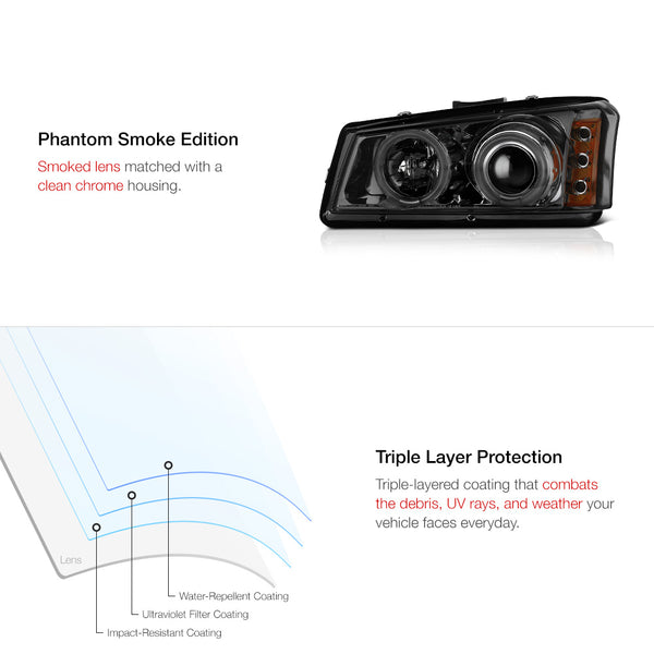 2003-2006 Chevrolet Silverado 1500 | 2500 | 3500 Smoked Headlight