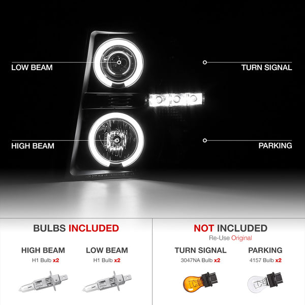 2007-2013 Chevrolet Silverado 1500 Black Headlight