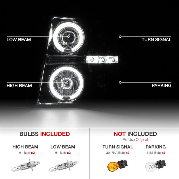 2007-2013 Chevrolet Silverado 1500 Smoked Headlight