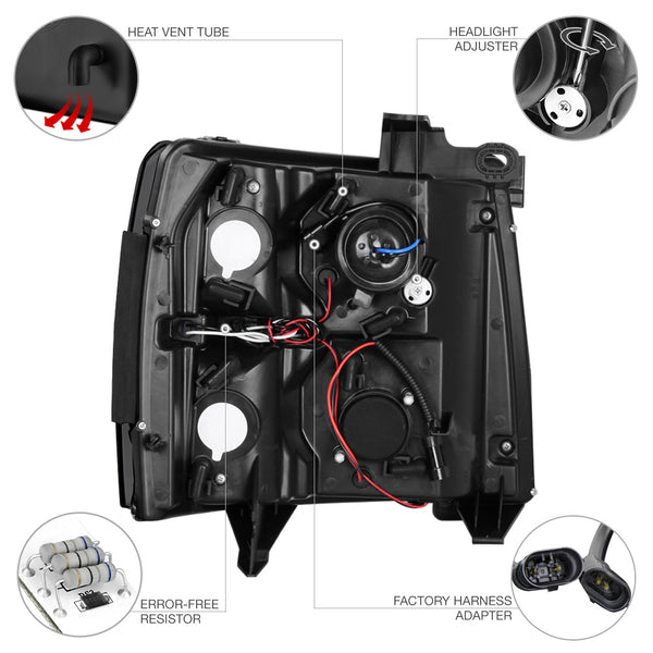 2007-2013 Chevrolet Silverado 1500 Smoked Headlight