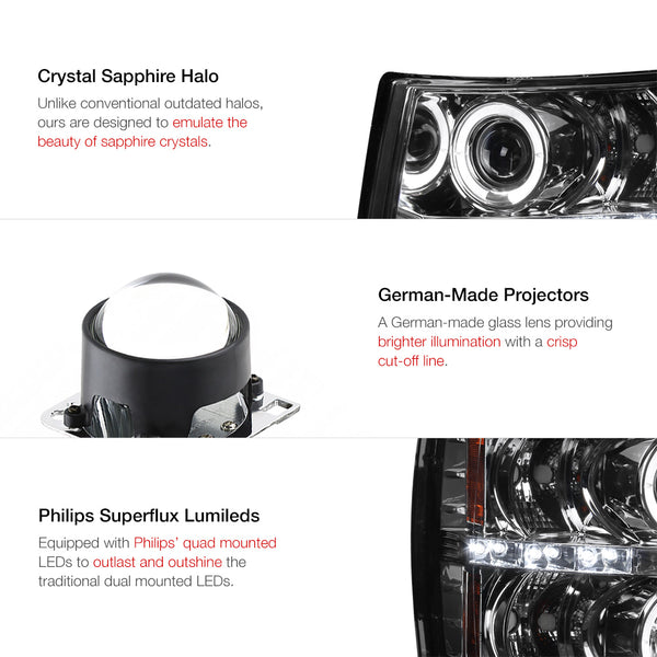 2007-2013 Chevrolet Silverado 1500 Smoked Headlight