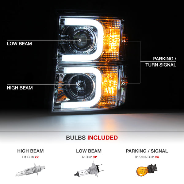 2014-2015 Chevrolet Silverado 1500 Chrome Headlight