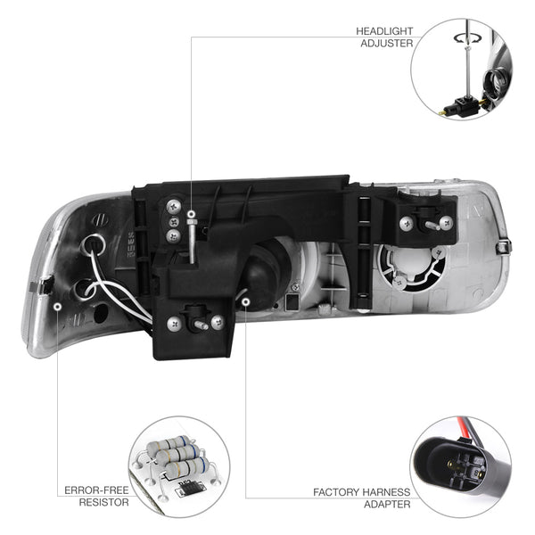 1999-2002 Chevrolet Silverado 1500 | 2500 | 3500 Black Headlight