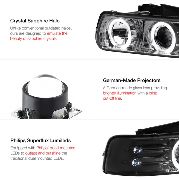 1999-2002 Chevrolet Silverado 1500 | 2500 | 3500 Smoked Headlight