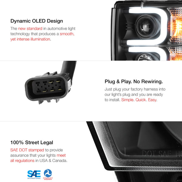 2014-2017 Chevrolet Silverado 2500HD | 3500HD Black Headlight