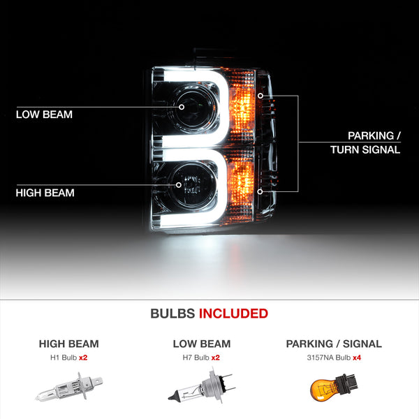 2014-2017 Chevrolet Silverado 2500HD | 3500HD Smoked Headlight