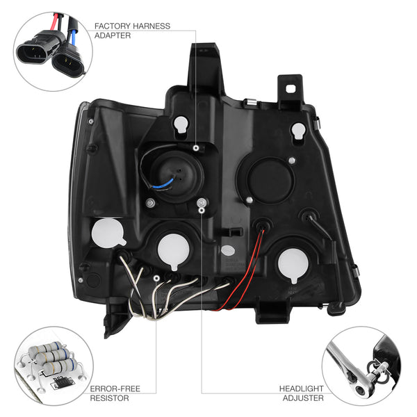 2007-2014 Chevrolet Suburban 1500 | 2500 Black Headlight