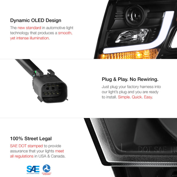 2015-2017 Chevrolet Tahoe Black Headlight
