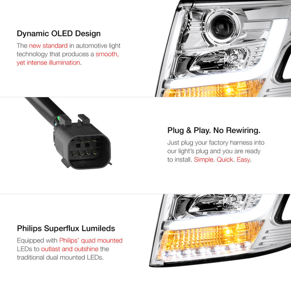 2015-2017 Chevrolet Tahoe Chrome Headlight