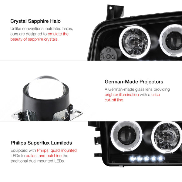 2006-2010 Dodge Charger Sinister Black Headlight