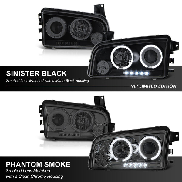 2006-2010 Dodge Charger Sinister Black Headlight