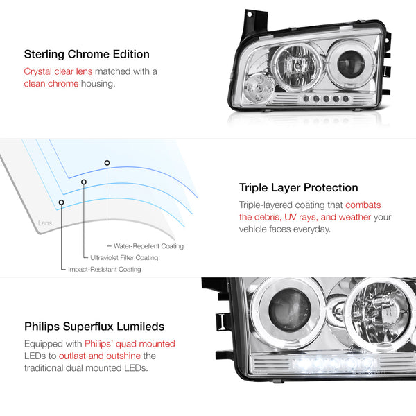 2006-2010 Dodge Charger Chrome Headlight