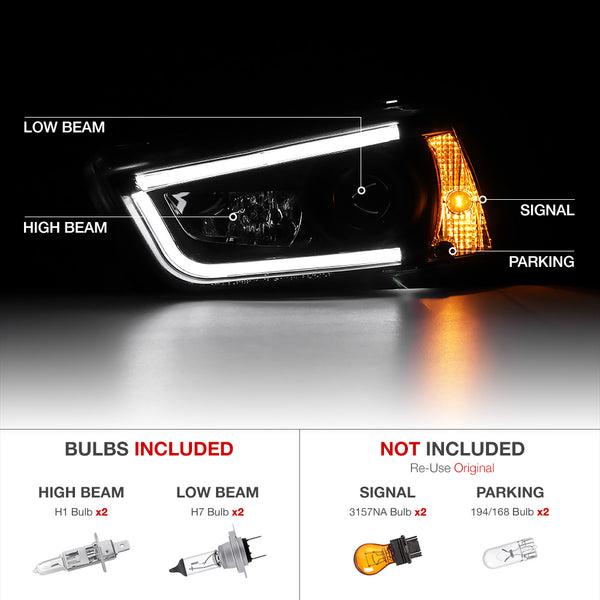 2011-2014 Dodge Charger Black Headlight