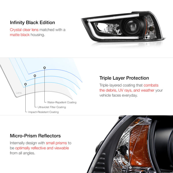 2011-2014 Dodge Charger Black Headlight
