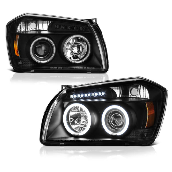 2005-2007 Dodge Magnum Black Headlight