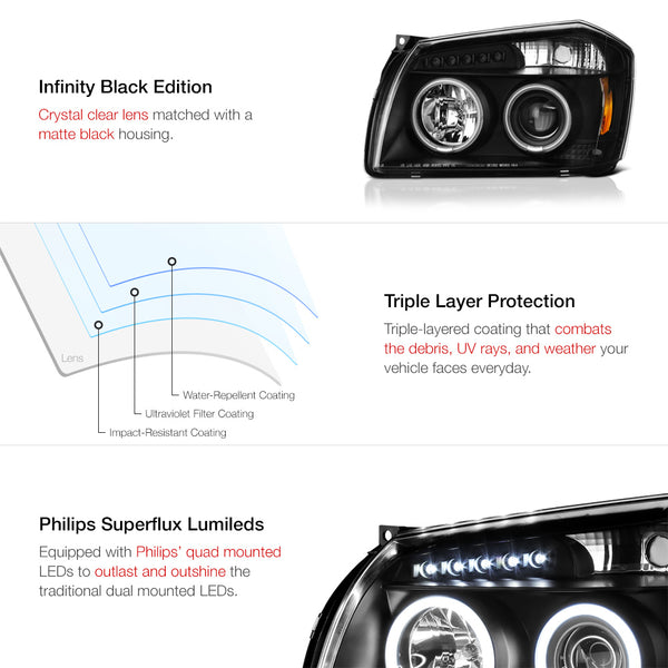 2005-2007 Dodge Magnum Black Headlight