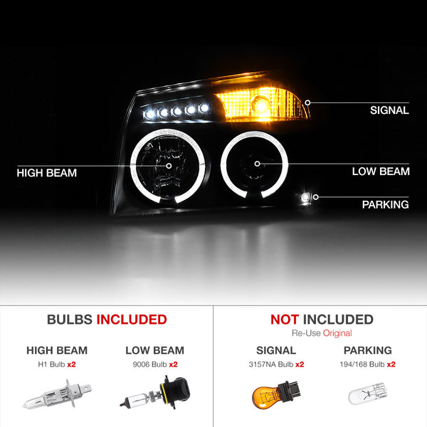 2005-2007 Dodge Magnum Black Headlight