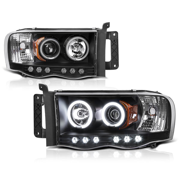 2002-2005 Dodge RAM 1500 Black Headlight