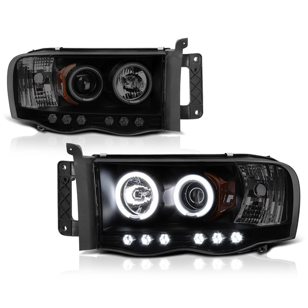2002-2005 Dodge RAM 1500 Sinister Black Headlight