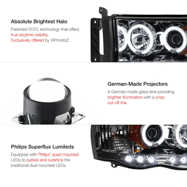 2002-2005 Dodge RAM 1500 Smoked Headlight