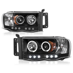 2002-2005 Dodge RAM 1500 Black Headlight