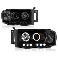 2002-2005 Dodge RAM 1500 Sinister Black Headlight