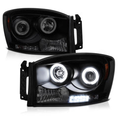 2006-2008 Dodge RAM 1500 Sinister Black Headlight