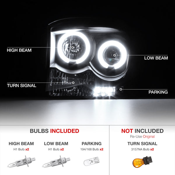 2006-2008 Dodge RAM 1500 Chrome Headlight