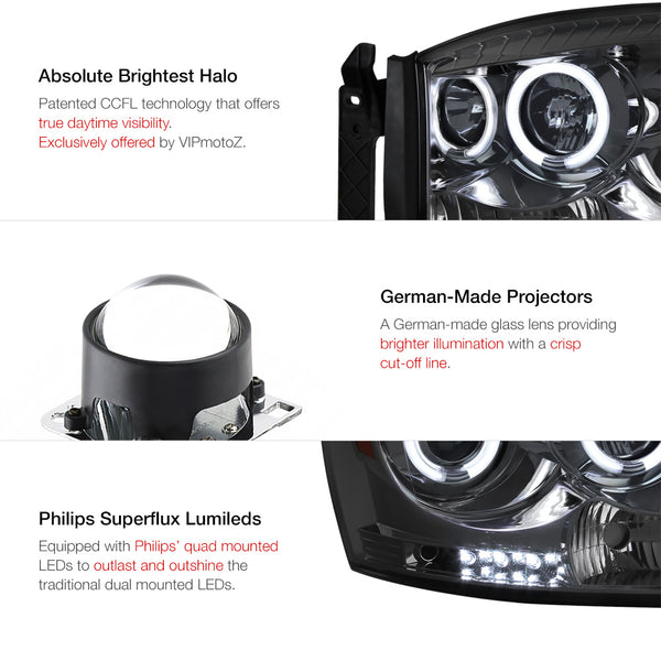 2006-2008 Dodge RAM 1500 Smoked Headlight