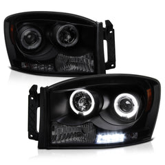 2006-2008 Dodge RAM 1500 Sinister Black Headlight