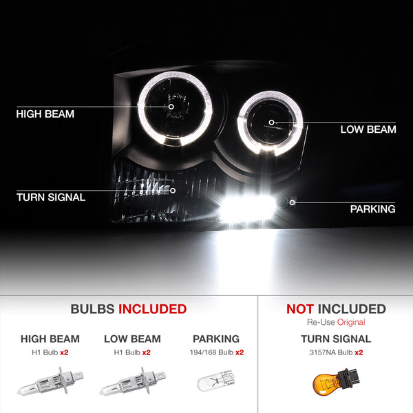 2006-2008 Dodge RAM 1500 Smoked Headlight