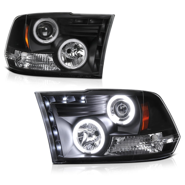 2009-2017 Dodge RAM 1500 Black Headlight
