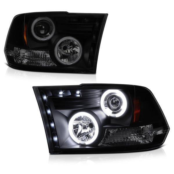 2009-2017 Dodge RAM 1500 Sinister Black Headlight