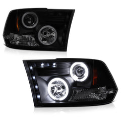2009-2017 Dodge RAM 1500 Sinister Black Headlight