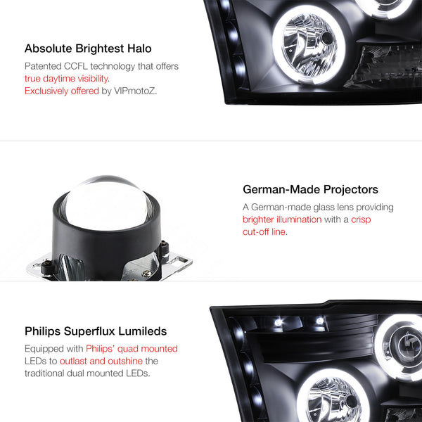 2009-2017 Dodge RAM 1500 Sinister Black Headlight