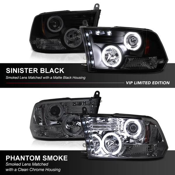 2009-2017 Dodge RAM 1500 Sinister Black Headlight
