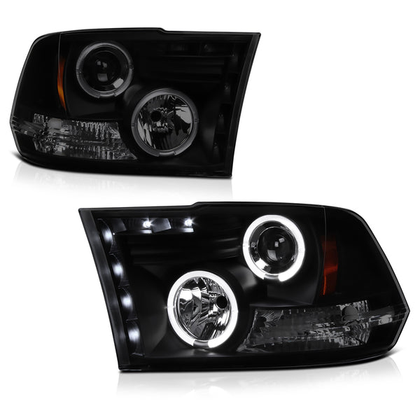 2009-2017 Dodge RAM 1500 Sinister Black Headlight