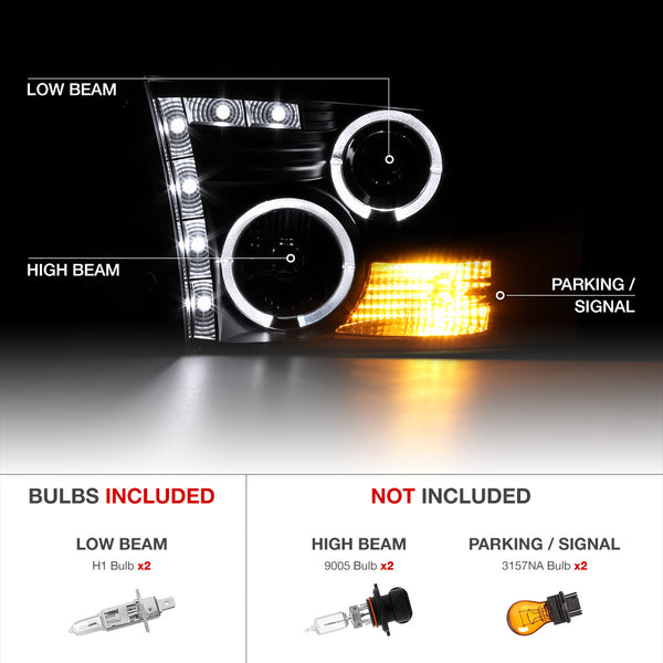 2009-2017 Dodge RAM 1500 Sinister Black Headlight