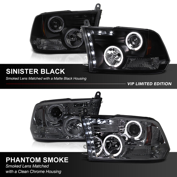 2009-2017 Dodge RAM 1500 Sinister Black Headlight