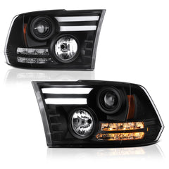 2009-2017 Dodge RAM 1500 Black Headlight